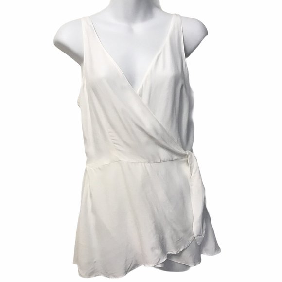 MASSIMO DUTTI Women Sleeveless Wrap Top White Smal